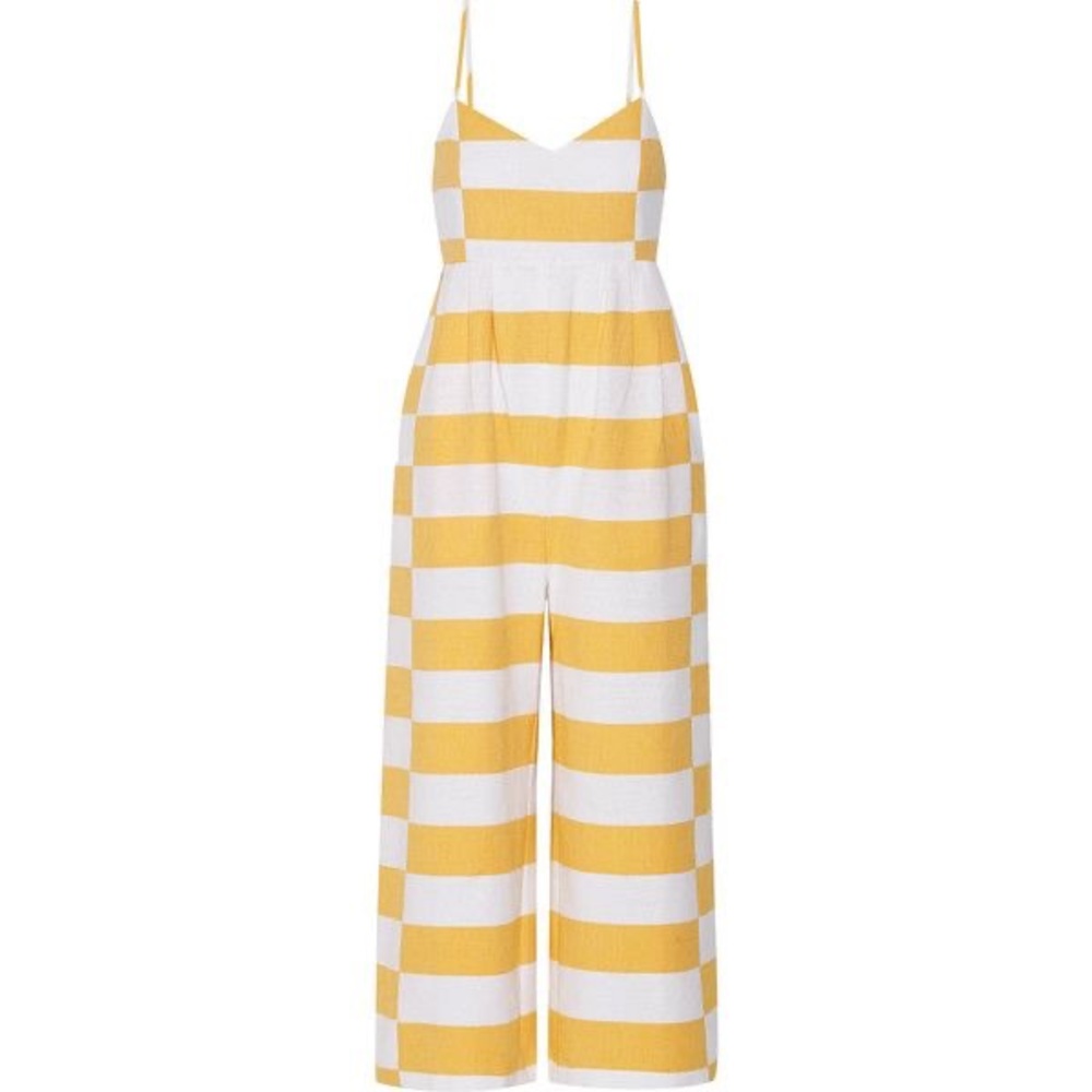 Mara Hoffman yellow/ white organic cotton jumpsuit 8 very good